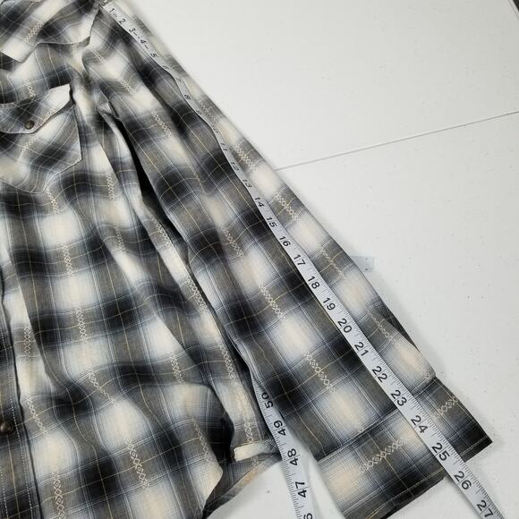 American Eagle Outfitters Slim Fit Blue Gray White Plaid Western Shirt Size M - Picture 8 of 8